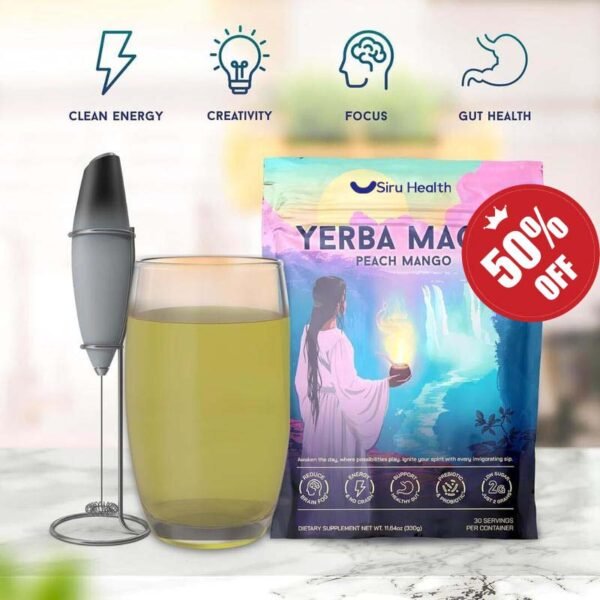Siru Health | Yerba Mate Instant Tea Powder | Peach Mango Flavor | 30 Servings | Supplement - Image 2