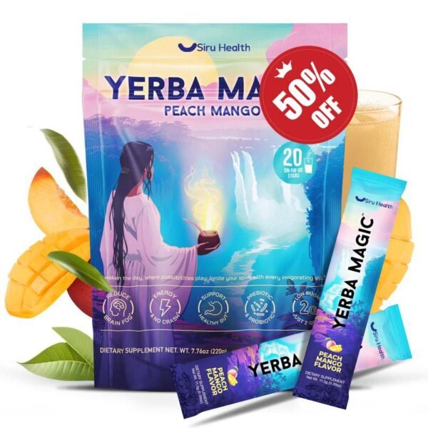 Siru Health | Yerba Mate Instant Tea Powder | Peach Mango Flavor | 30 Servings | Supplement - Image 5
