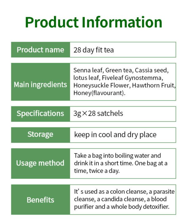 28 Day Detox Tea for Weight Loss28 Tea Bags (3g Each)- NaturalSlimming Herbal Tea - Image 6